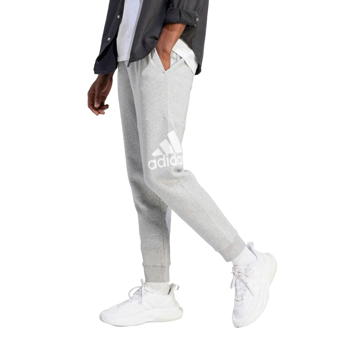 adidas Men's Essentials Fleece Tapered Cuff Big Logo Joggers Tall Mens Apparel Pants & Sweatpants