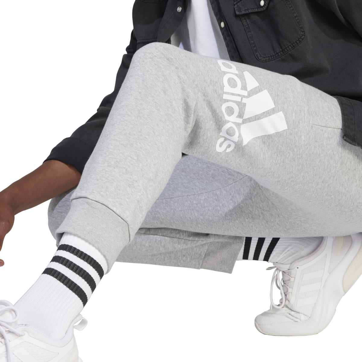 adidas Men's Essentials Fleece Tapered Cuff Big Logo Joggers Tall Mens Apparel Pants & Sweatpants