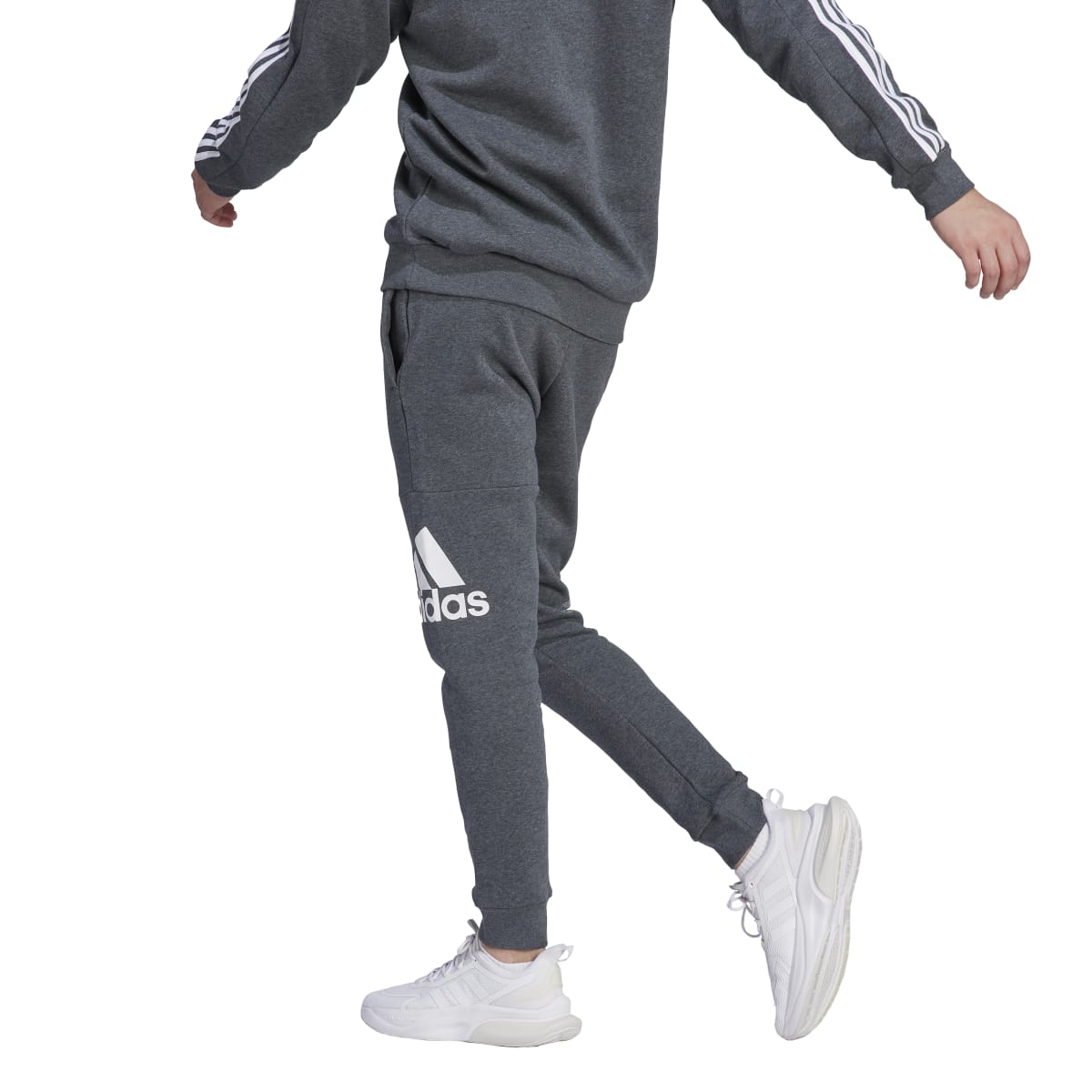 adidas Men's Essentials Fleece Tapered Cuff Big Logo Joggers Tall Mens Apparel Pants & Sweatpants
