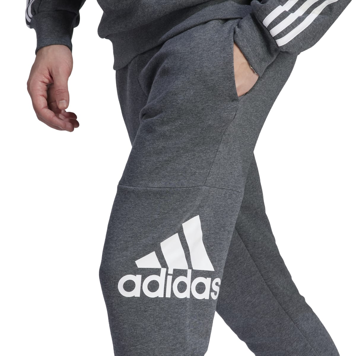 adidas Men's Essentials Fleece Tapered Cuff Big Logo Joggers Tall Mens Apparel Pants & Sweatpants