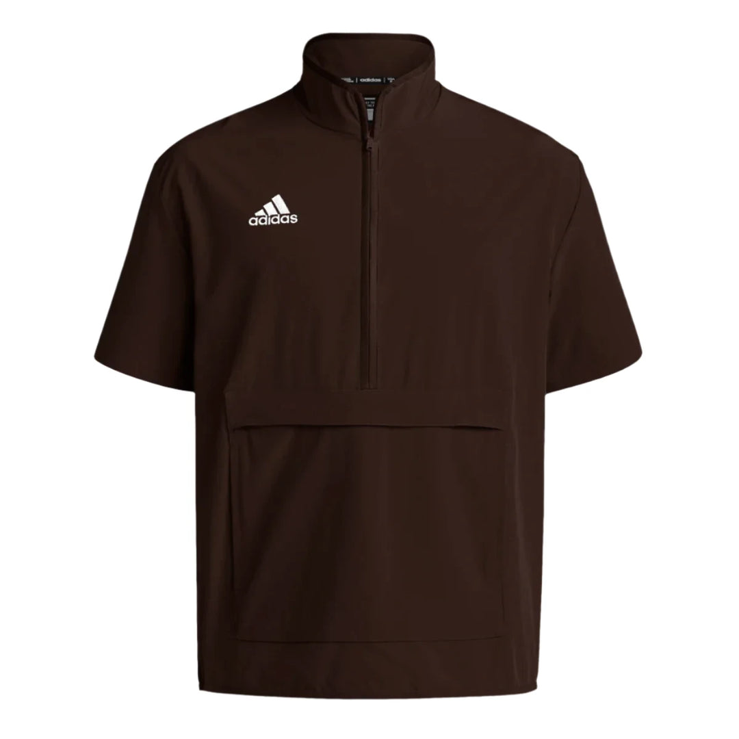 Adidas Men s Coach Short Sleeve 1 4 Zip Jacket Dark Brown White 2XL