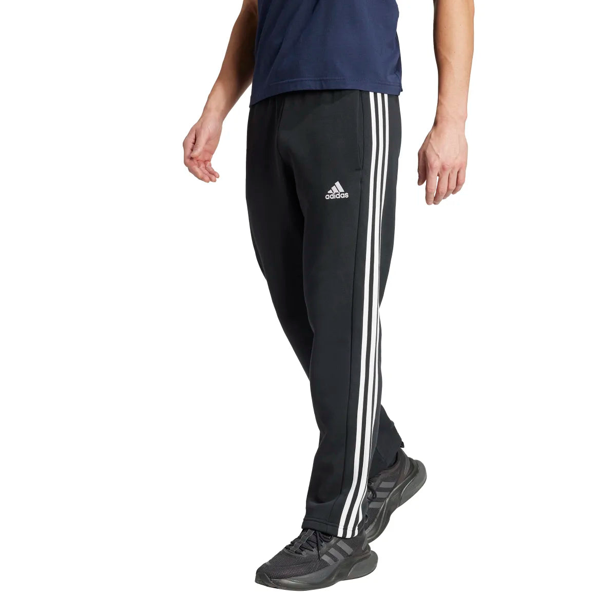 adidas Men's Essentials 3-Stripes Open Hem Fleece Joggers Mens Apparel Pants & Sweatpants