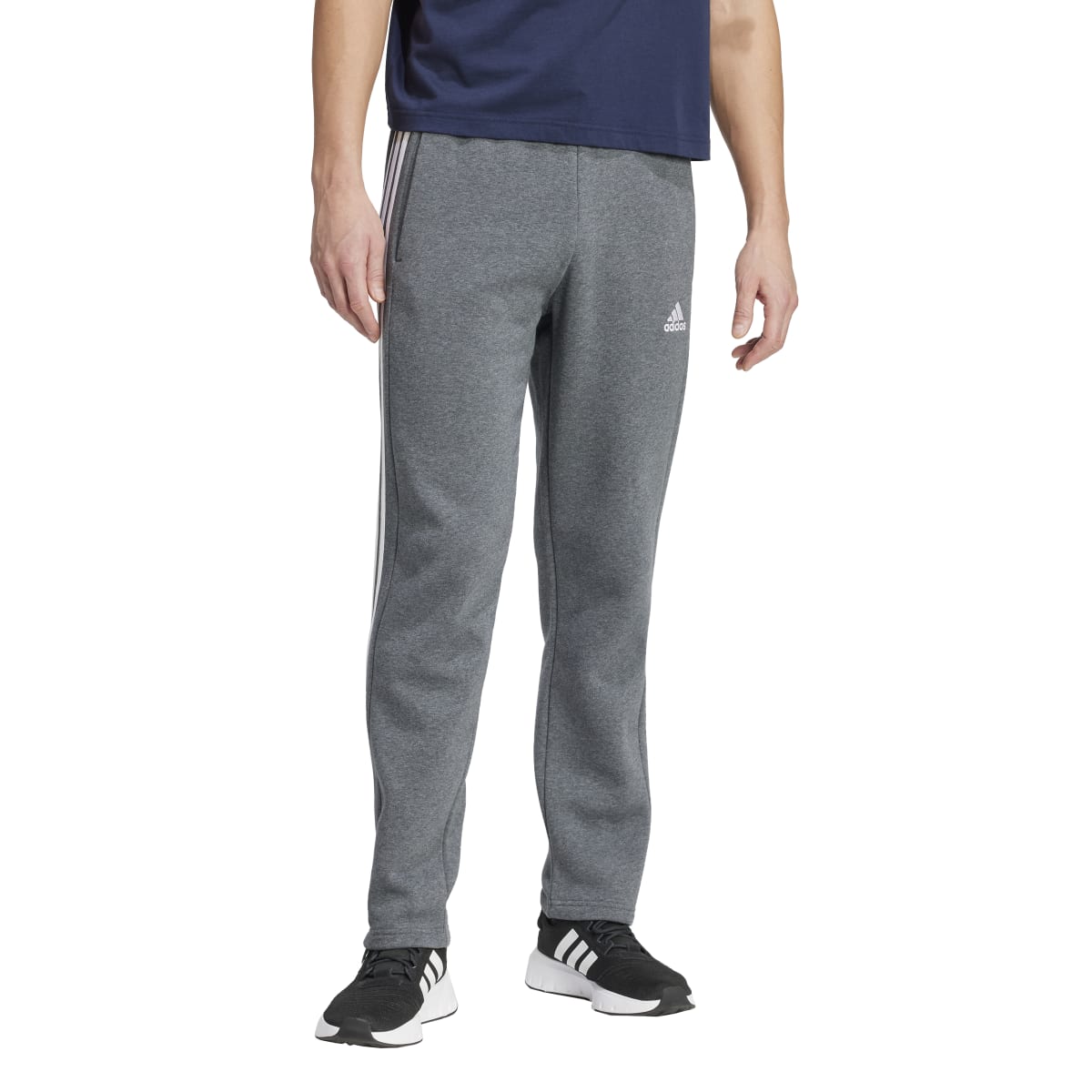 adidas Men's Essentials 3-Stripes Open Hem Fleece Joggers Mens Apparel Pants & Sweatpants