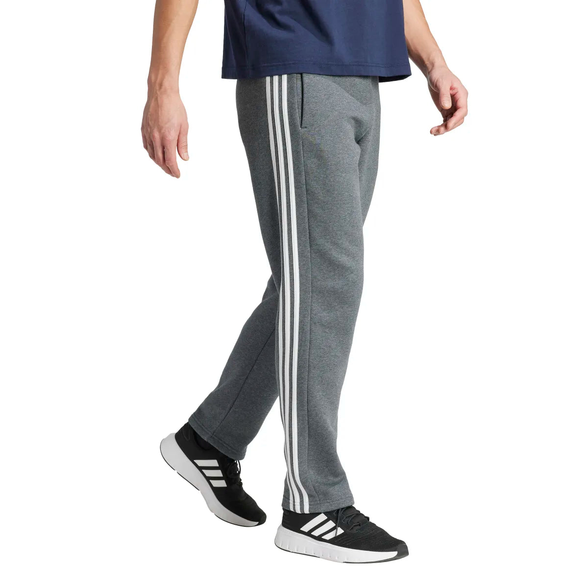 adidas Men's Essentials 3-Stripes Open Hem Fleece Joggers Mens Apparel Pants & Sweatpants