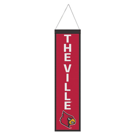 Wincraft Louisville Cardinals Heritage Slogan Design Wool Banner 8x32 - Special Order Fan Gear NCAA Louisville Cardinals