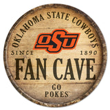 Wincraft Oklahoma State Cowboys 14 Inch Round Barrel Top Design Wood Sign - Special Order Fan Gear NCAA Oklahoma State Cowboys