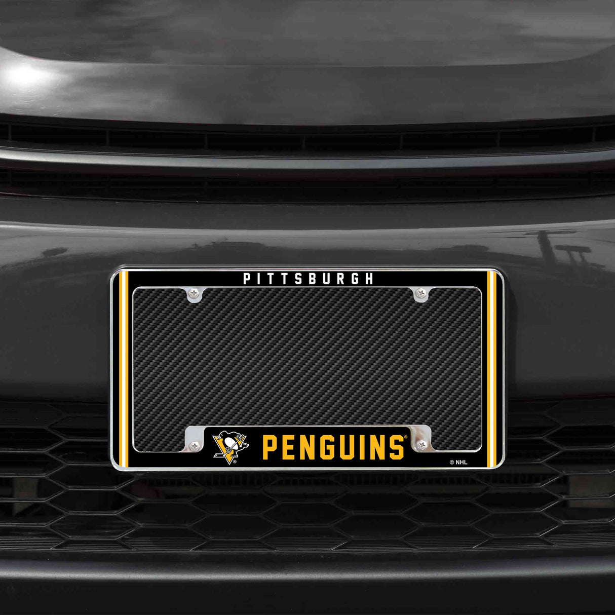 Rico Industries NHL  Pittsburgh Penguins Classic 12" x 6" Chrome License Plate Frame-1