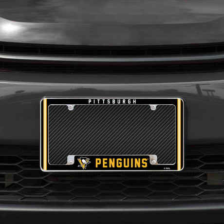 Rico Industries NHL  Pittsburgh Penguins Classic 12" x 6" Chrome License Plate Frame-1