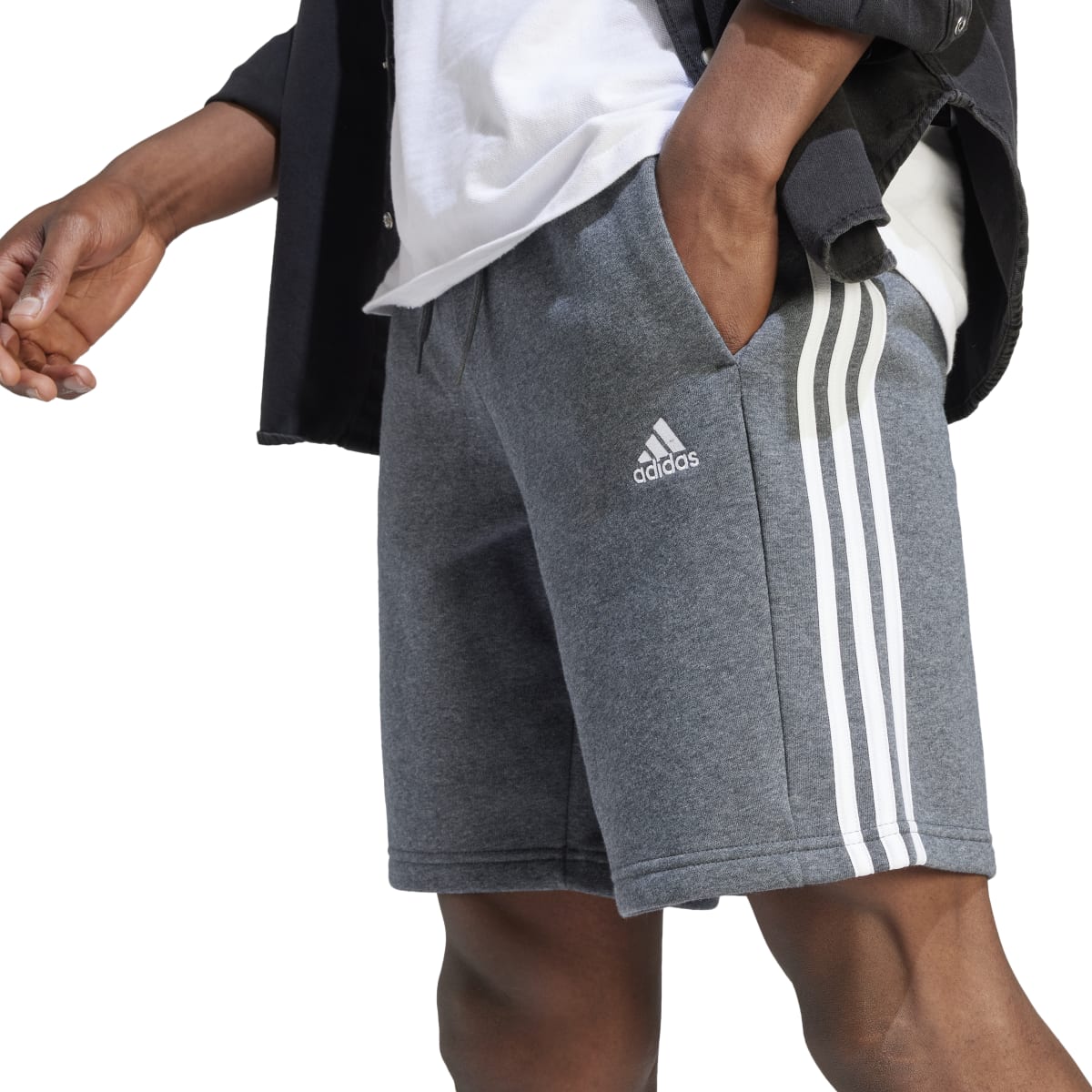 adidas Men's 3-Stripes Fleece Shorts Tall Mens Apparel Shorts