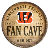 Wincraft Cincinnati Bengals 14 Inch Round Barrel Top Design Wood Sign Fan Gear NFL Cincinnati Bengals
