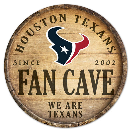 Wincraft Houston Texans 14 Inch Round Barrel Top Design Wood Sign Fan Gear NFL Houston Texans
