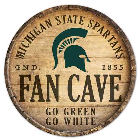 Wincraft Michigan State Spartans 14 Inch Round Barrel Top Design Wood Sign Fan Gear NCAA Michigan State Spartans