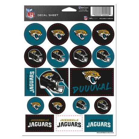 Wincraft Jacksonville Jaguars Vinyl Decal Sheet 5x7 Fan Gear NFL Jacksonville Jaguars