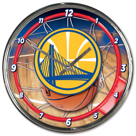 Wincraft Golden State Warriors Chrome Round Wall Clock Fan Gear NBA Golden State Warriors