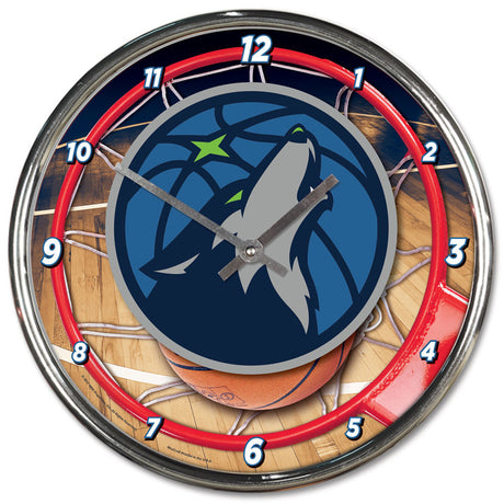 Wincraft Minnesota Timberwolves Chrome Round Wall Clock Fan Gear NBA Minnesota Timberwolves