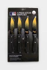The Sports Vault Pittsburgh Pirates 4 Pack Steak Knife Set Fan Gear MLB Pittsburgh Pirates
