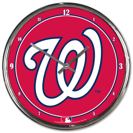 Wincraft Washington Nationals Chrome Round Wall Clock Fan Gear MLB Washington Nationals