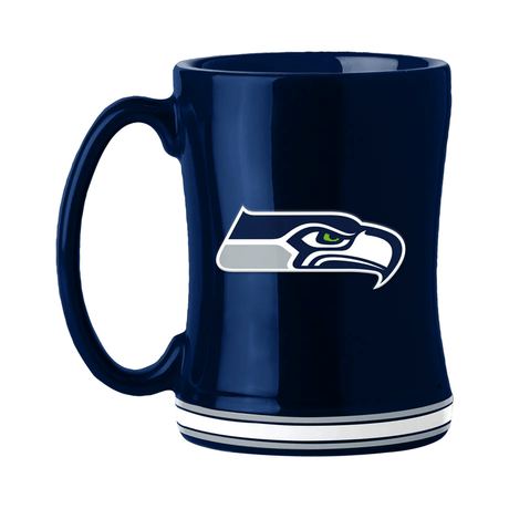 Logo Brands Seattle Seahawks 14oz Team Color Sculpted Relief Coffee Mug Fan Gear NFL Seattle Seahawks