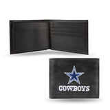Rico Industries Dallas Cowboys Black Leather Embroidered Billfold Wallet Fan Gear NFL Dallas Cowboys