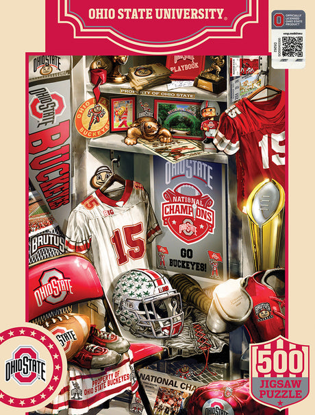 Masterpieces Puzzle Company Ohio State Buckeyes Locker Room 500 Piece Puzzle Fan Gear NCAA Ohio State Buckeyes