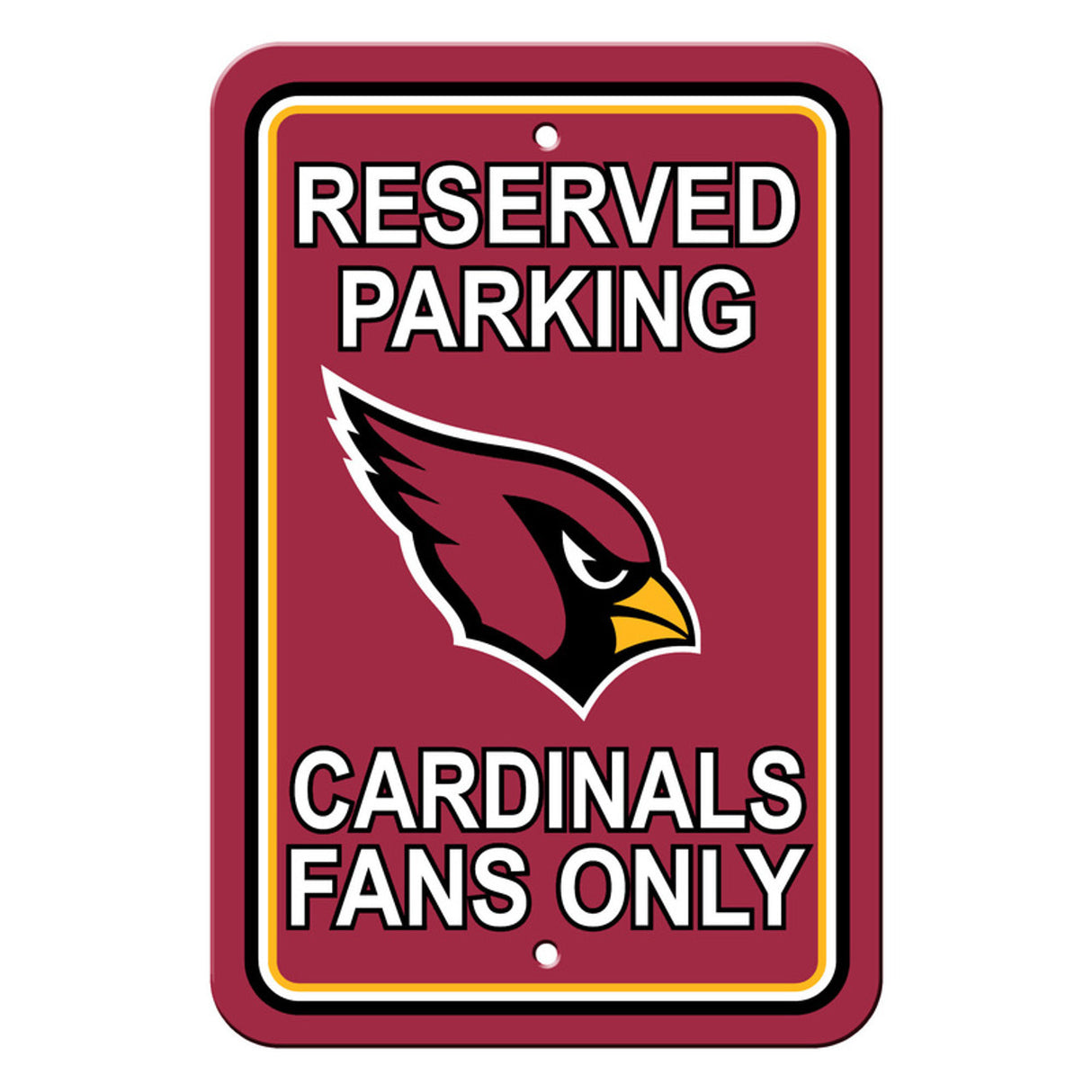 Fremont Die Arizona Cardinals Plastic Reserved Parking Style Sign 12x18 Fan Gear NFL Arizona Cardinals