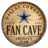 Wincraft Dallas Cowboys 14 Inch Round Barrel Top Design Wood Sign Fan Gear NFL Dallas Cowboys