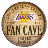 Wincraft Los Angeles Lakers 14 Inch Round Barrel Top Design Wood Sign - Special Order Fan Gear NBA Los Angeles Lakers