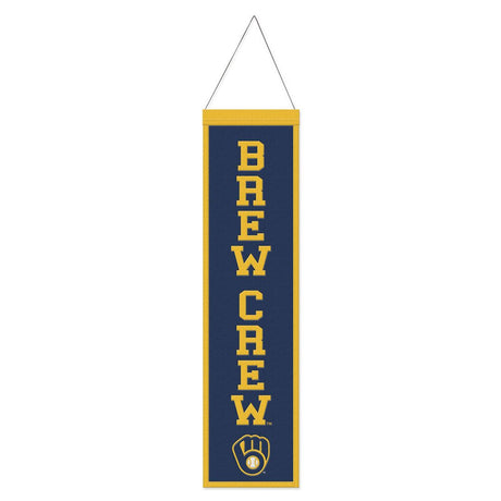 Wincraft Milwaukee Brewers Heritage Slogan Design Wool Banner 8x32 - Special Order Fan Gear MLB Milwaukee Brewers