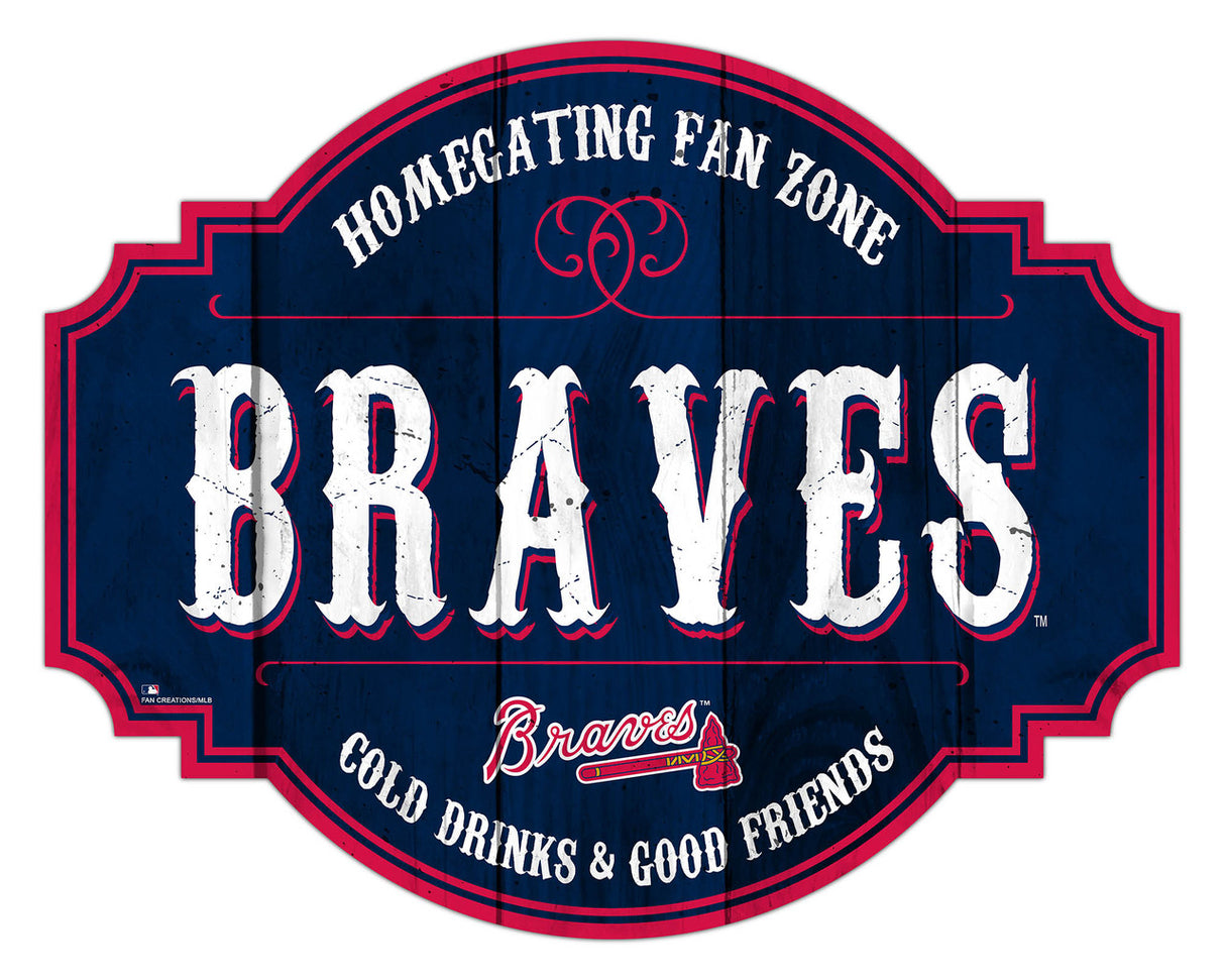 Fan Creations Atlanta Braves 12 Inch Homegating Tavern Wood Sign Fan Gear MLB Atlanta Braves