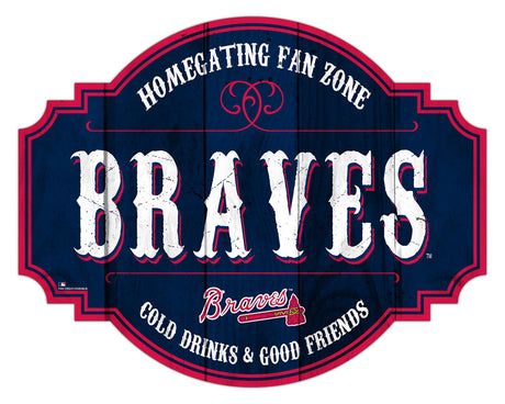 Fan Creations Atlanta Braves 12 Inch Homegating Tavern Wood Sign Fan Gear MLB Atlanta Braves