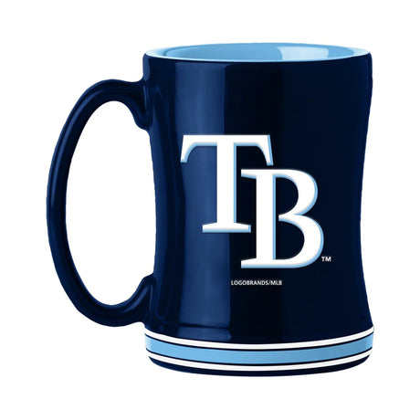 Logo Brands Tampa Bay Rays 14oz Team Color Sculpted Relief Coffee Mug Fan Gear MLB Tampa Bay Rays