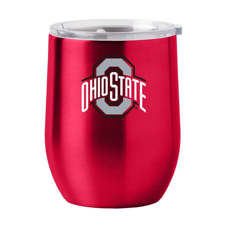 Logo Brands Ohio State Buckeyes 16oz Stainless Steel Curved Travel Tumbler Fan Gear NCAA Ohio State Buckeyes