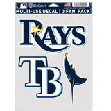 Wincraft Tampa Bay Rays Fan 3 Pack Multi Use Decal Fan Gear MLB Tampa Bay Rays