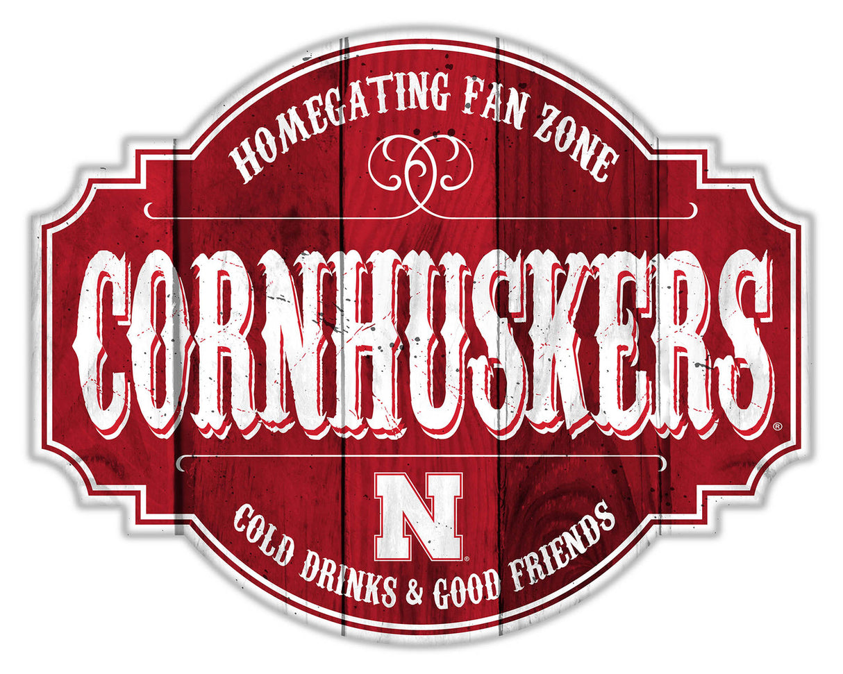 Fan Creations Nebraska Cornhuskers 12 Inch Homegating Tavern Wood Sign Fan Gear NCAA Nebraska Cornhuskers