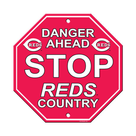 Fremont Die Cincinnati Reds Plastic Stop Style Sign 12x12 Fan Gear MLB Cincinnati Reds