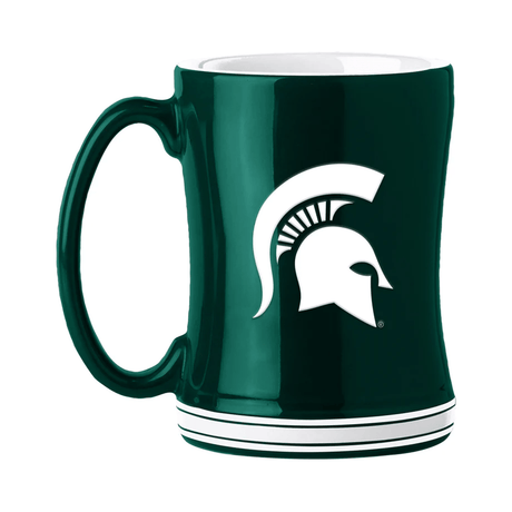 Logo Brands Michigan State Spartans 14oz Team Color Sculpted Relief Coffee Mug Fan Gear NCAA Michigan State Spartans