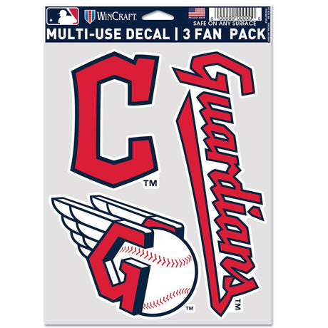 Wincraft Cleveland Guardians Fan 3 Pack Multi Use Decal Fan Gear MLB Cleveland Indians