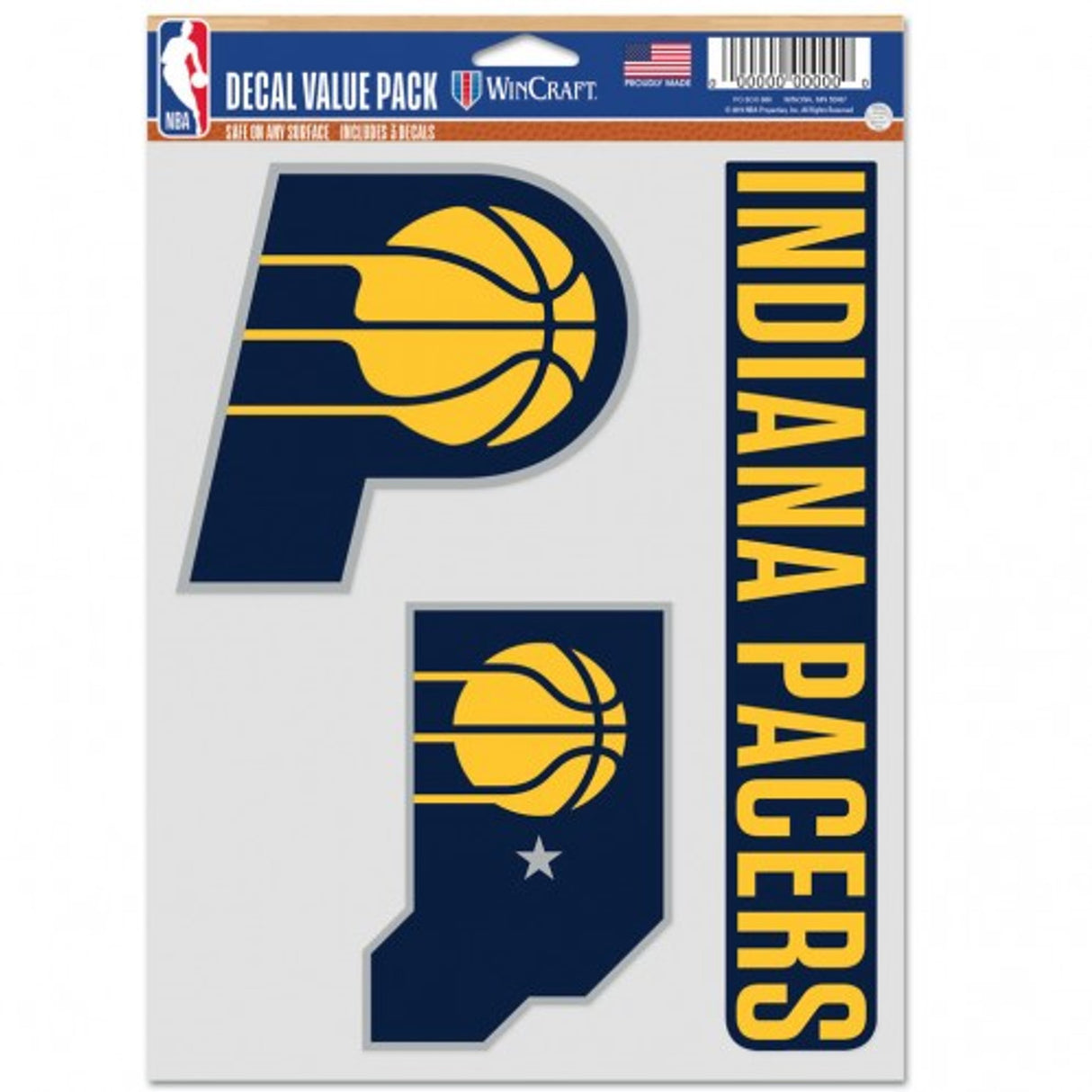 Wincraft Indiana Pacers Fan 3 Pack Multi Use Decal Fan Gear NBA Indiana Pacers