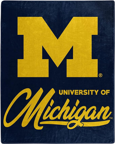 Northwest Company Michigan Wolverines Raschel Signature Design Blanket 50x60 Fan Gear NCAA Michigan Wolverines