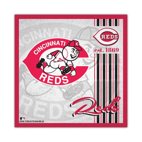 Fan Creations Cincinnati Reds Album Design Wood 10x10 Sign - Special Order Fan Gear MLB Cincinnati Reds
