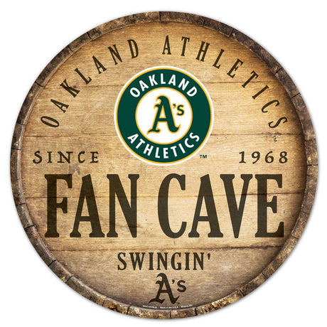Wincraft Oakland Athletics 14 Inch Round Barrel Top Design Wood Sign - Special Order Fan Gear MLB Oakland Athletics