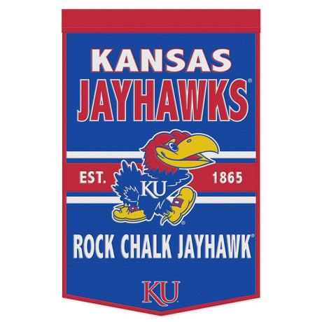 Wincraft Kansas Jayhawks Dynasty Slogan Design Wool Banner 24x38 - Special Order Fan Gear NCAA Kansas Jayhawks