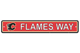 Fremont Die Calgary Flames Plastic Street Style Sign 4x24 Fan Gear NHL Calgary Flames
