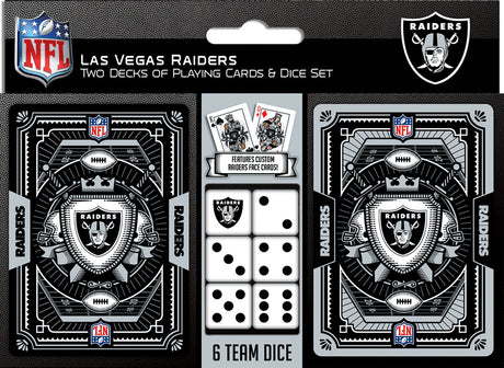 Masterpieces Puzzle Company Las Vegas Raiders Playing Cards and Dice Set Fan Gear NFL Las Vegas Raiders