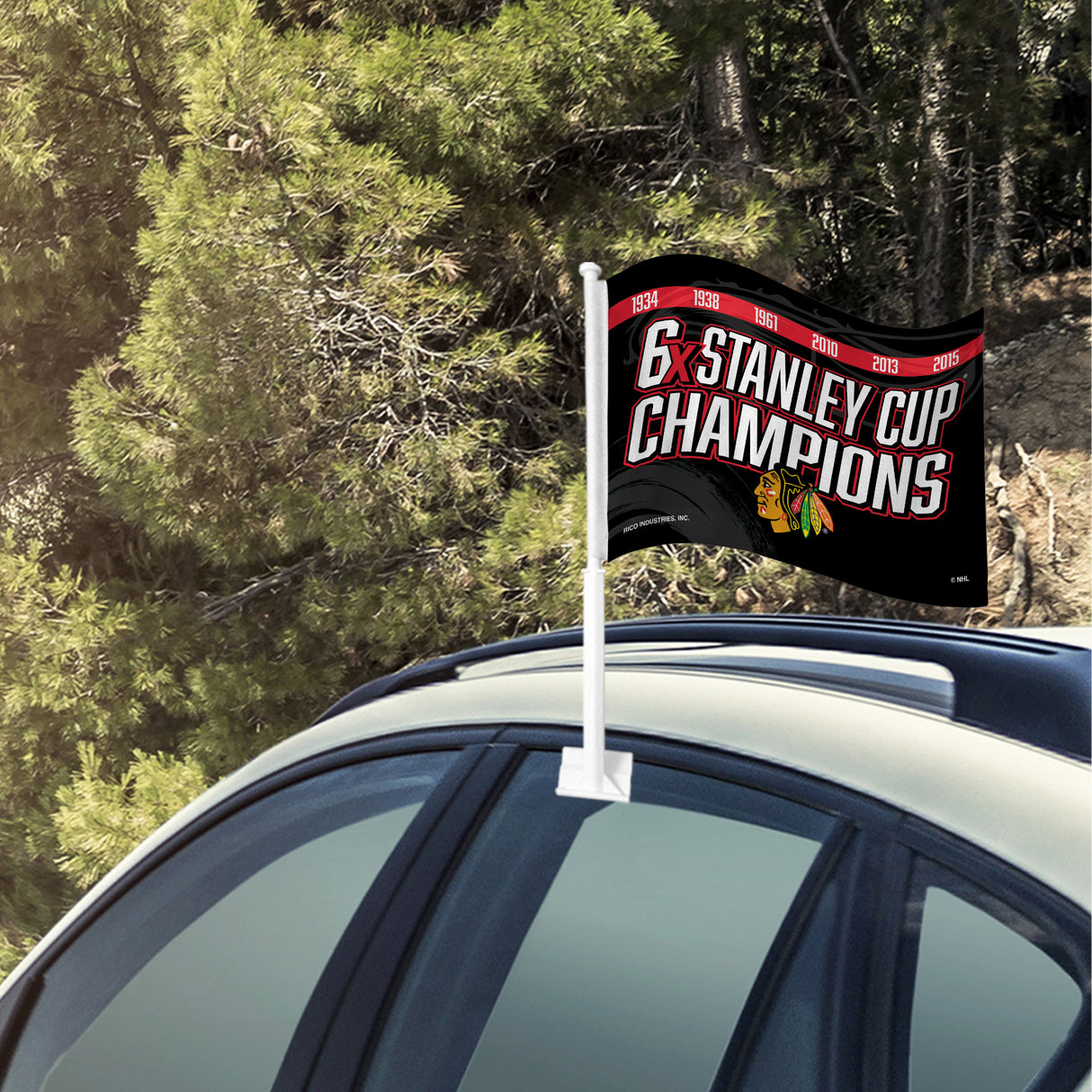 NHL Chicago Blackhawks Car Flag Fan Gear NHL Chicago Blackhawks