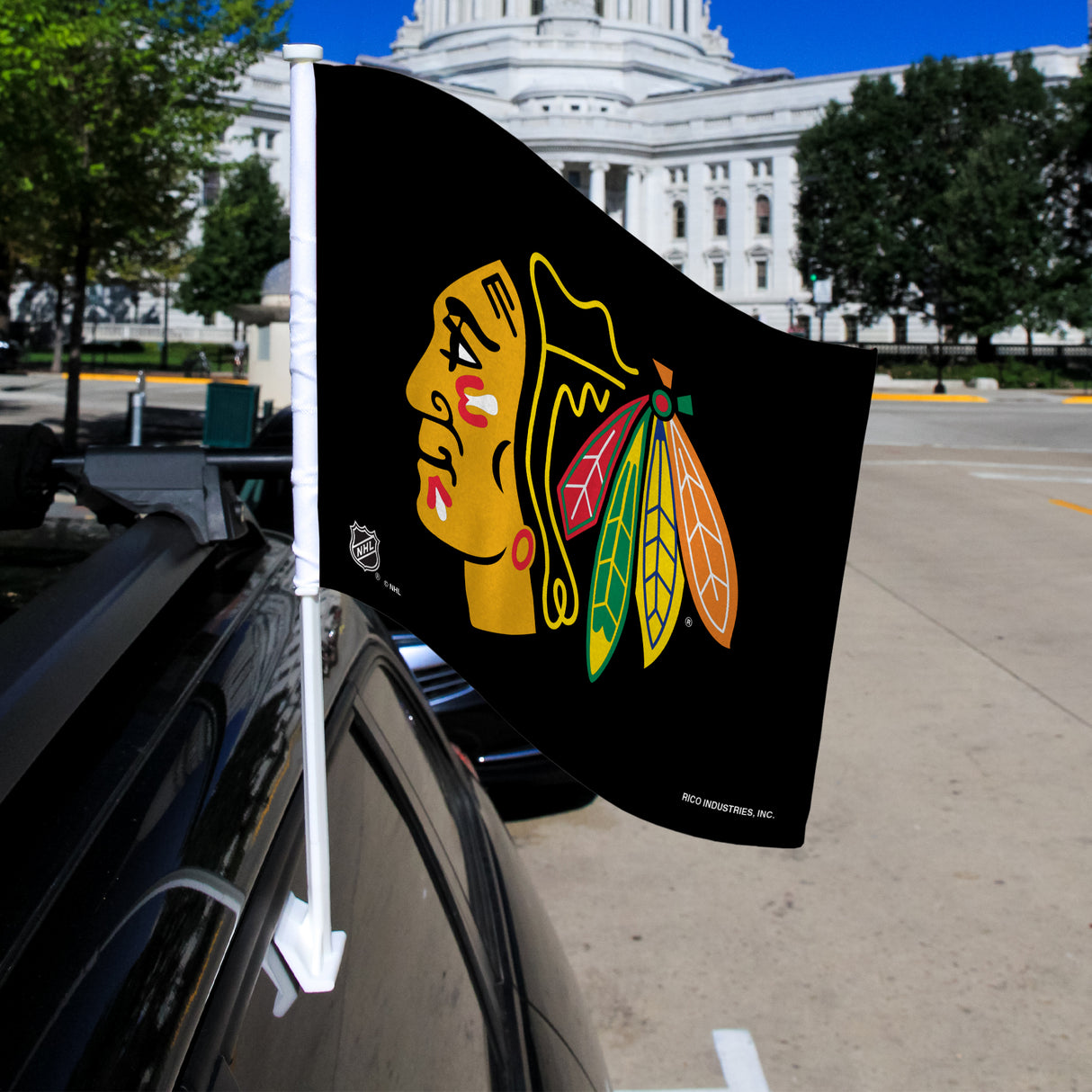 NHL Chicago Blackhawks Car Flag Fan Gear NHL Chicago Blackhawks