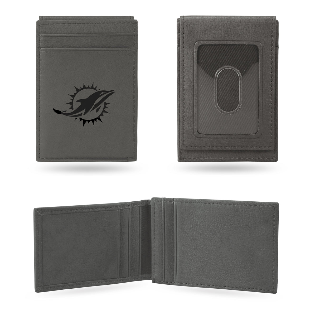 NFL Miami Dolphins Laser Engraved Front Pocket Wallet Fan Gear NFL Miami Dolphins