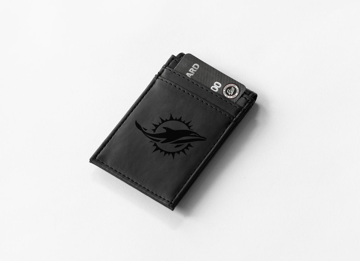 NFL Miami Dolphins Laser Engraved Front Pocket Wallet Fan Gear NFL Miami Dolphins