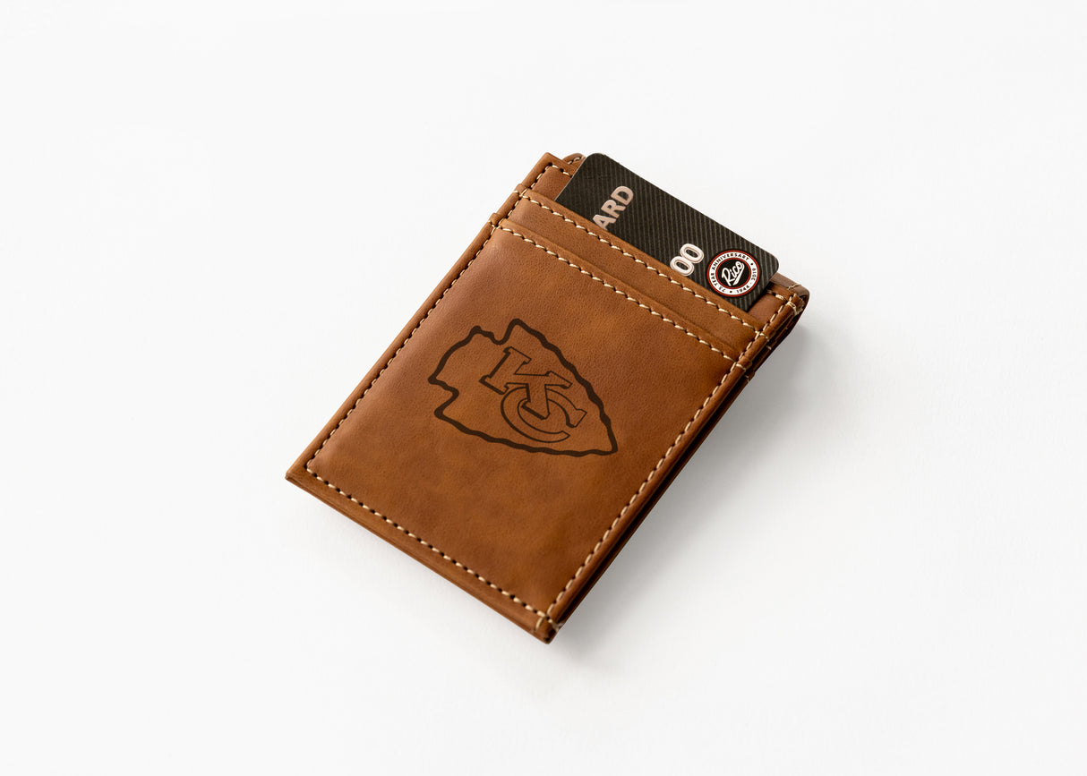 NFL Kansas City Chiefs Laser Engraved Front Pocket Wallet Fan Gear NFL Kansas City Chiefs