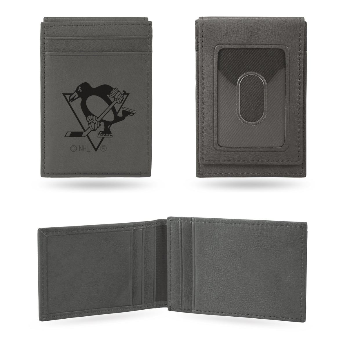 NHL Pittsburgh Penguins Laser Engraved Front Pocket Wallet Fan Gear NHL Pittsburgh Penguins